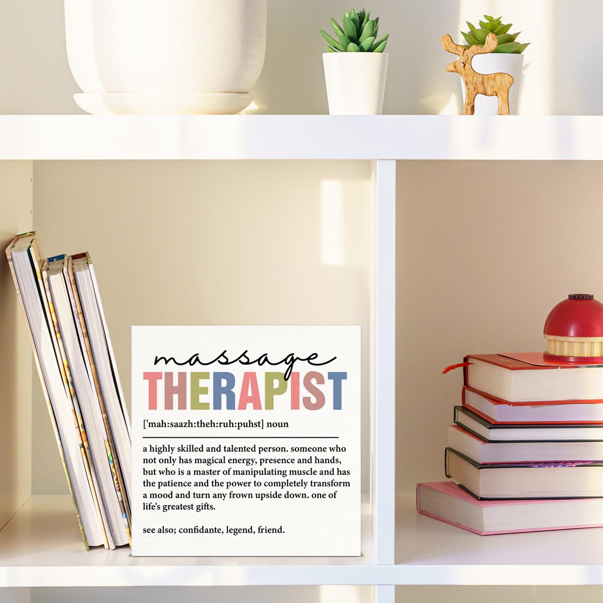 Massage Therapist Gifts Massage Therapist Definition Wooden Box Sign for Massages Room Spa Studio Salon Decor