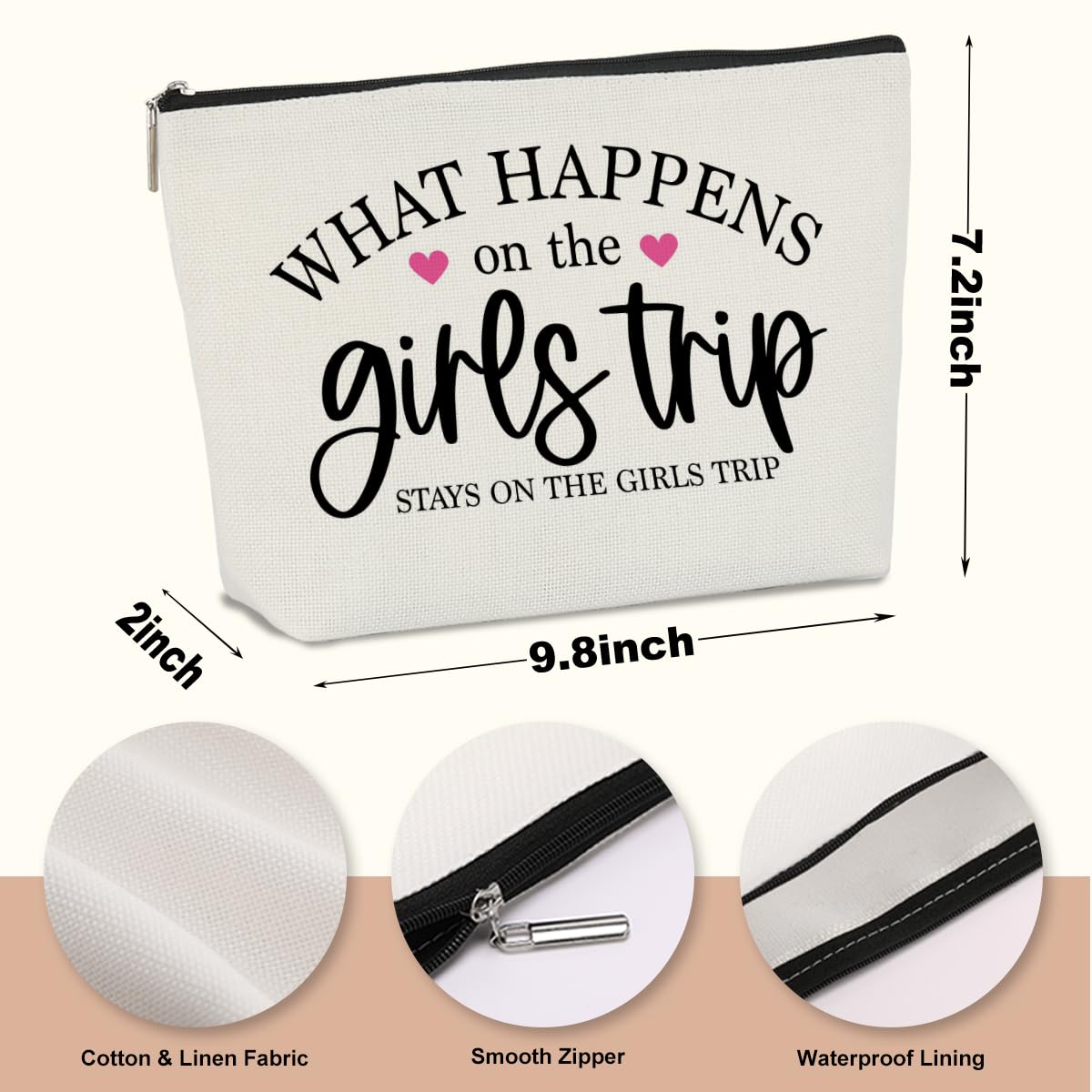 4 Pcs Girls Trip Gifts Weekend Gifts for Women Girls Trip Favors Makeup Bag Cosmetic Bag for Female Lady Girl Daughter Friend Coworker Niece Weekend Bag Vacation Christmas Birthday