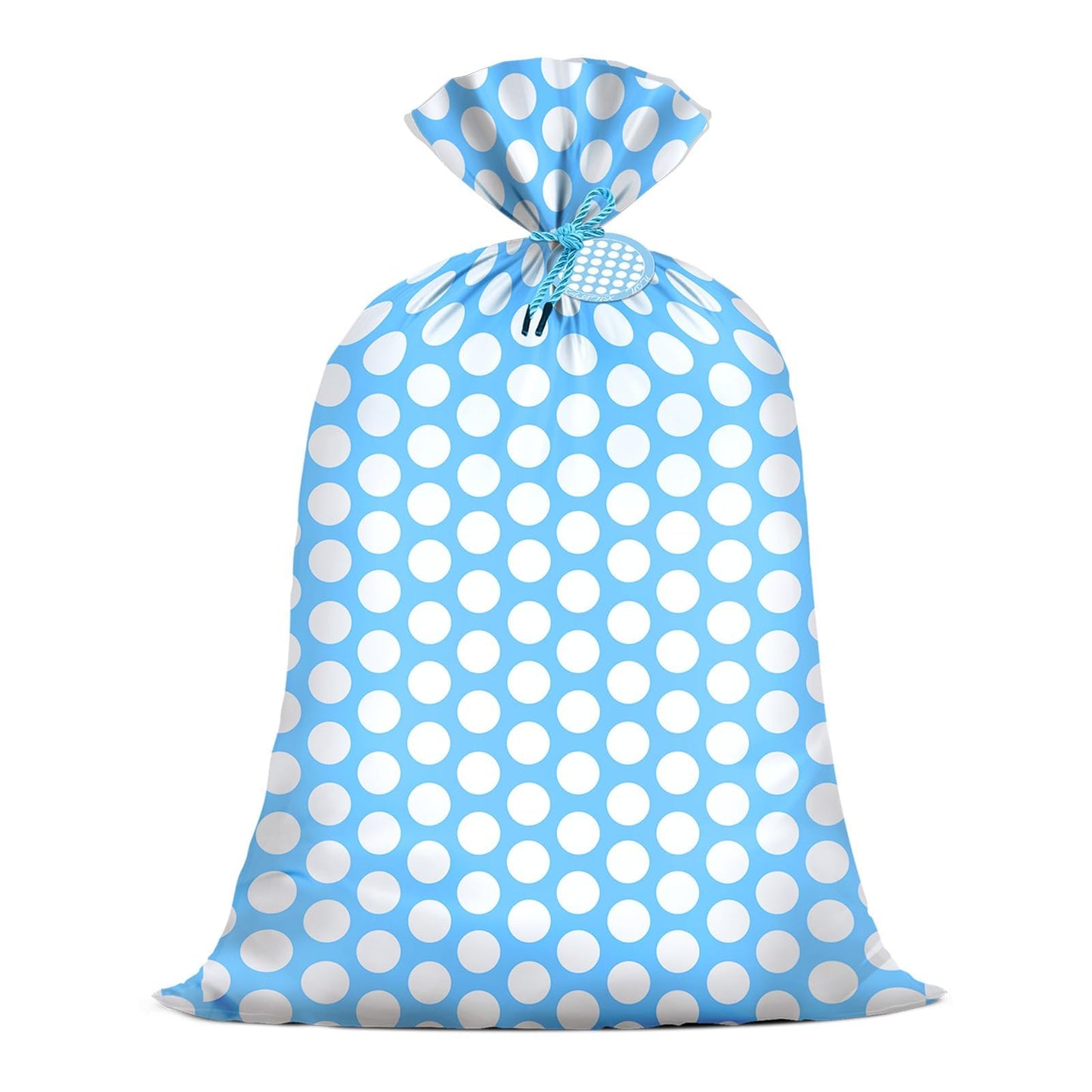 KIDAJOY Extra Large Blue Polka Dot Gift Bags Baby Shower Boys 36x56 Inch Jumbo Plastic Blue and White Gift Bag for Kids Newborn Holiday Happy Birthday Party Favor