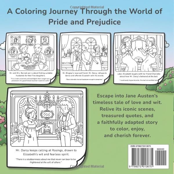 Pride & Prejudice Coloring Book: Cute and cozy illustrations to colour as you escape in Jane Austen’s timeless tale of love, wit and regency romance. ... and adapted story for adults and teens.