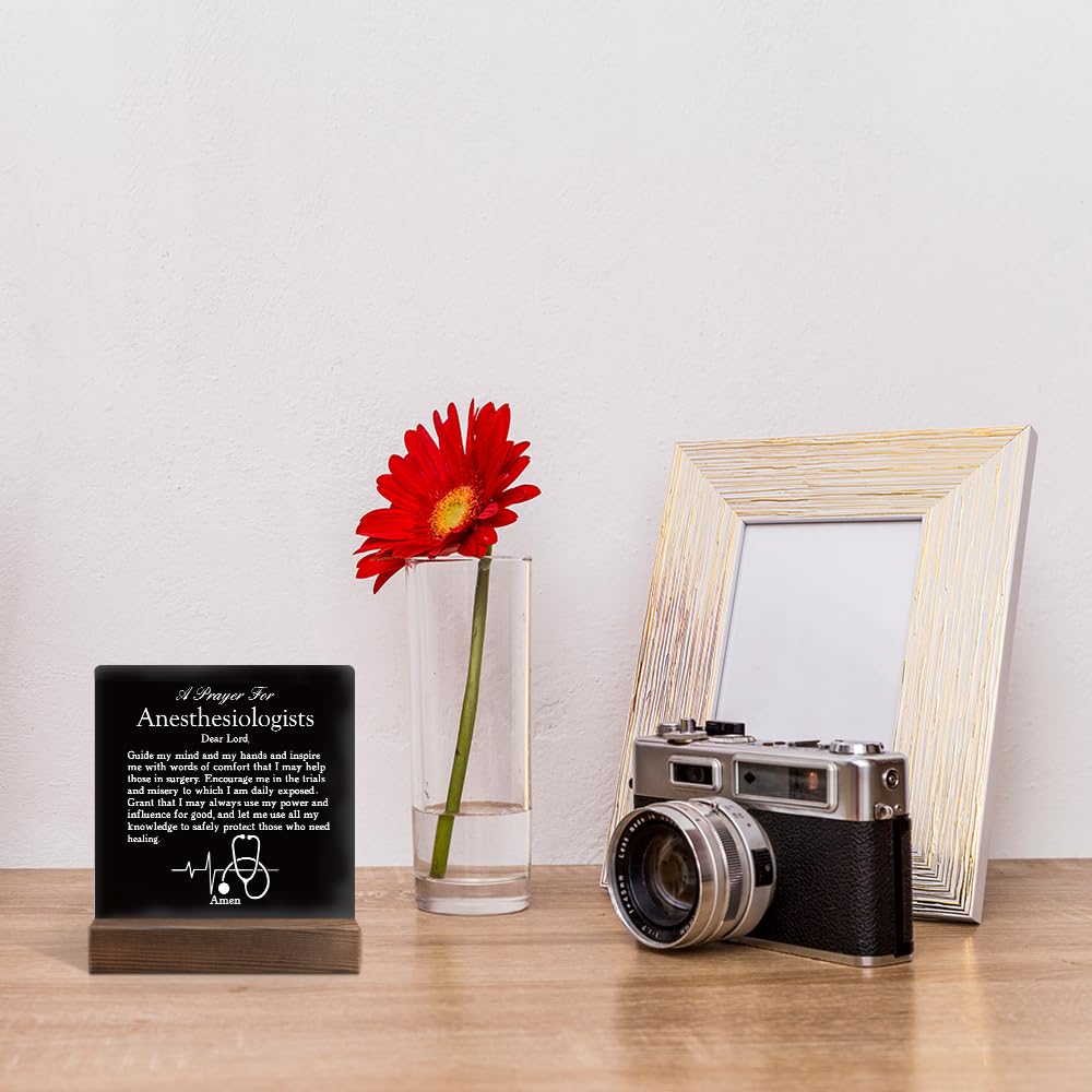 A Prayer for Anesthesiologists Acrylic Sign with Wooden Stand, Thank You Gift Appreciation Gift for Anesthesiologists, Physician Anesthesiologist's Week Gift, Anesthesiology Graduation Gift