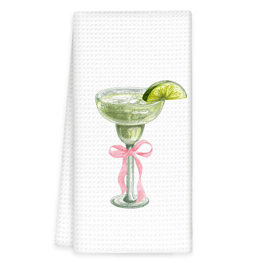 Margarita Decor Bow Kitchen Towels, Gifts for Margarita Lovers Hand Towel, Pink Bow Margaritas Dish Tea Towels for Kitchen Home Bar Decorative, Coquette Margaritas Bar Cart Decor,16x24In