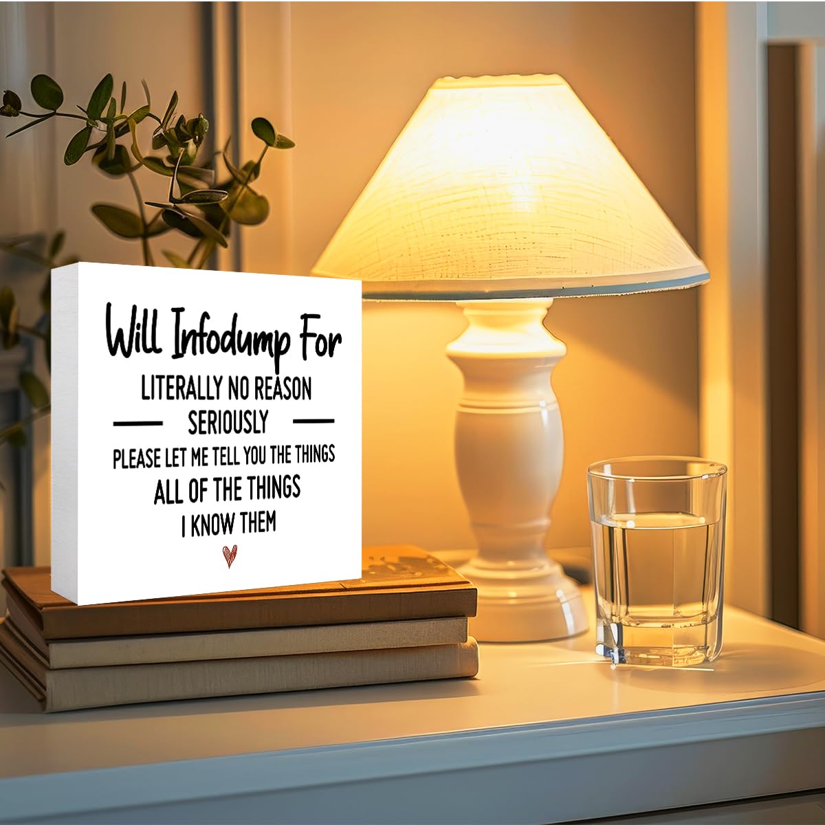 Funny Adhd Desk Decor Wood Box Sign,All Of The Things I Know Them Wooden Block Sign for Home Office Tabletop Shelf Decor 5" x 5",Adhd Gifts for Women