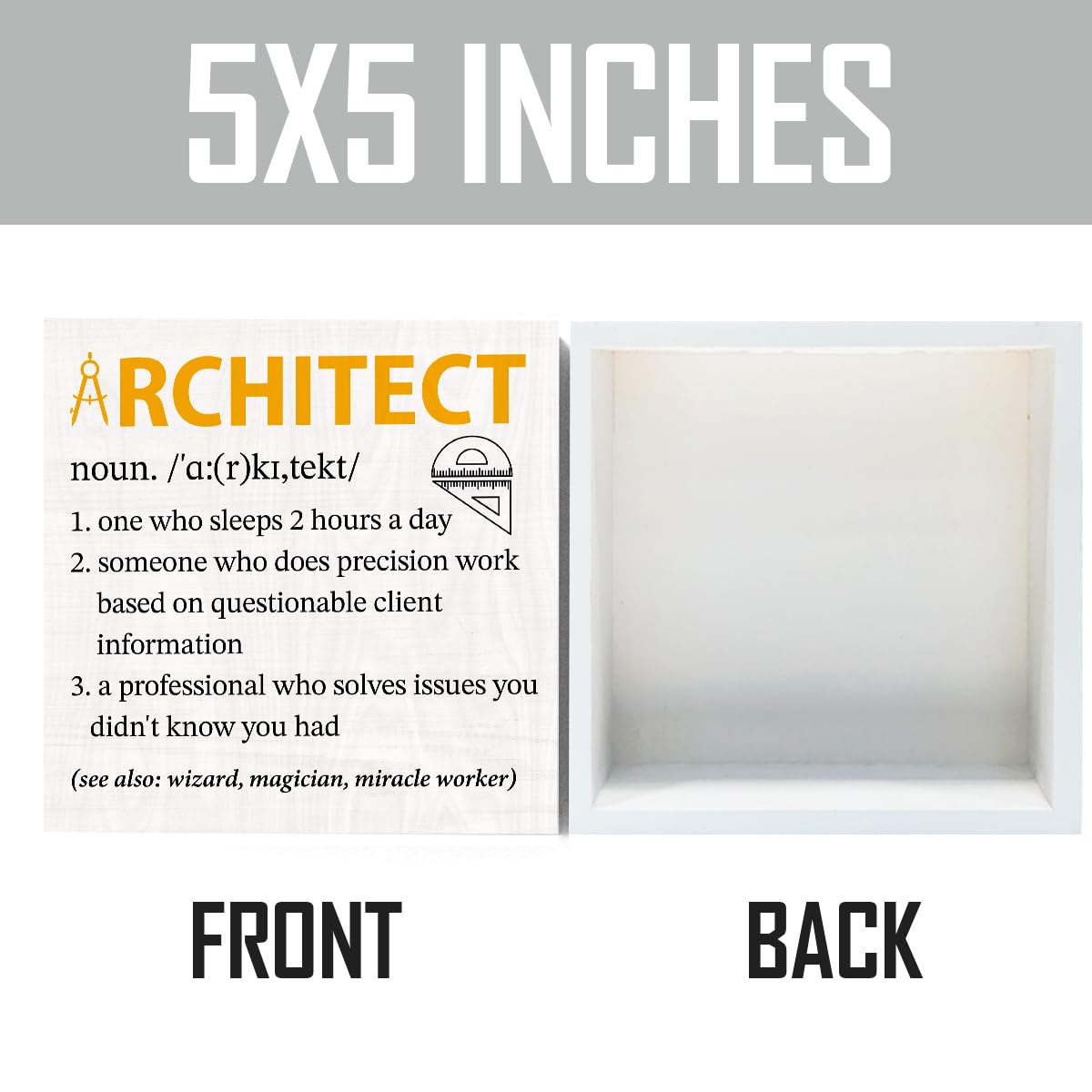 Appreciation Gift for Architect, Architect Gifts for Men Women, Funny Architecture Architectural Engineering Gifts, Living Room Bathroom Bedroom Shelf Desk Decor 5 X 5 Inch