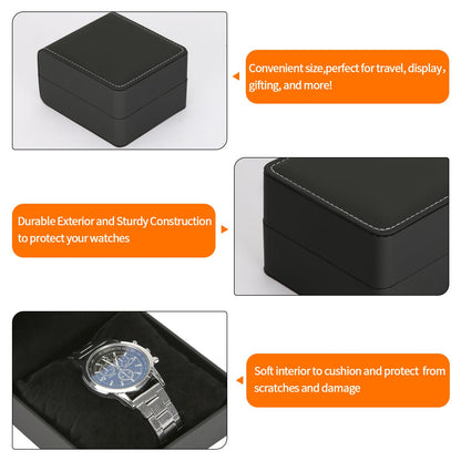 Single Watch Case, Travel Watch Gift Box with Removable Pillow, Luxury PU Leather Wristwatch Display Organizer Holder Boxes for Mem and Women (Black)