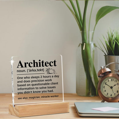 Architect Gifts for Men Women, Funny Architecture Architectural Engineering Gifts, Architect Definition Clear Desk Decorative Sign Office Home Acrylic Decor