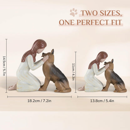 Storieme German Shepherd Gifts for Women: Pet Loss Sympathy Bereavement Remembrance Memorial Gift Angel of Friendship Black Dog Figurines for Dogs Lovers (5.4" x 4.3")