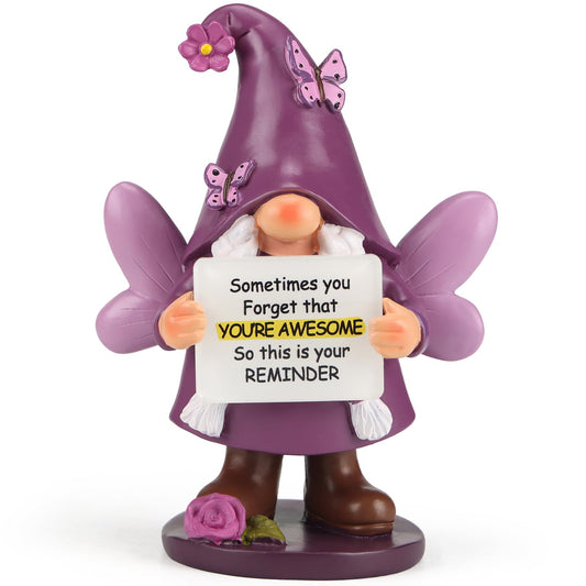 Lavezee Inspirational Gnomes Gifts, Purple Spring Gnome Gift with Sometimes You Forget Your Awesome, Encouragement Gifts for Women, Mom, Sister,Wife, Girlfriend