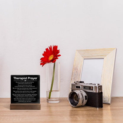 Christian Therapist Prayer Plaque - Funny & Inspirational Mental Health Office Decor with Wooden Stand, Counselor Graduation Gifts, Psychologist Appreciation Present for PT, LPC, LMFT Therapists