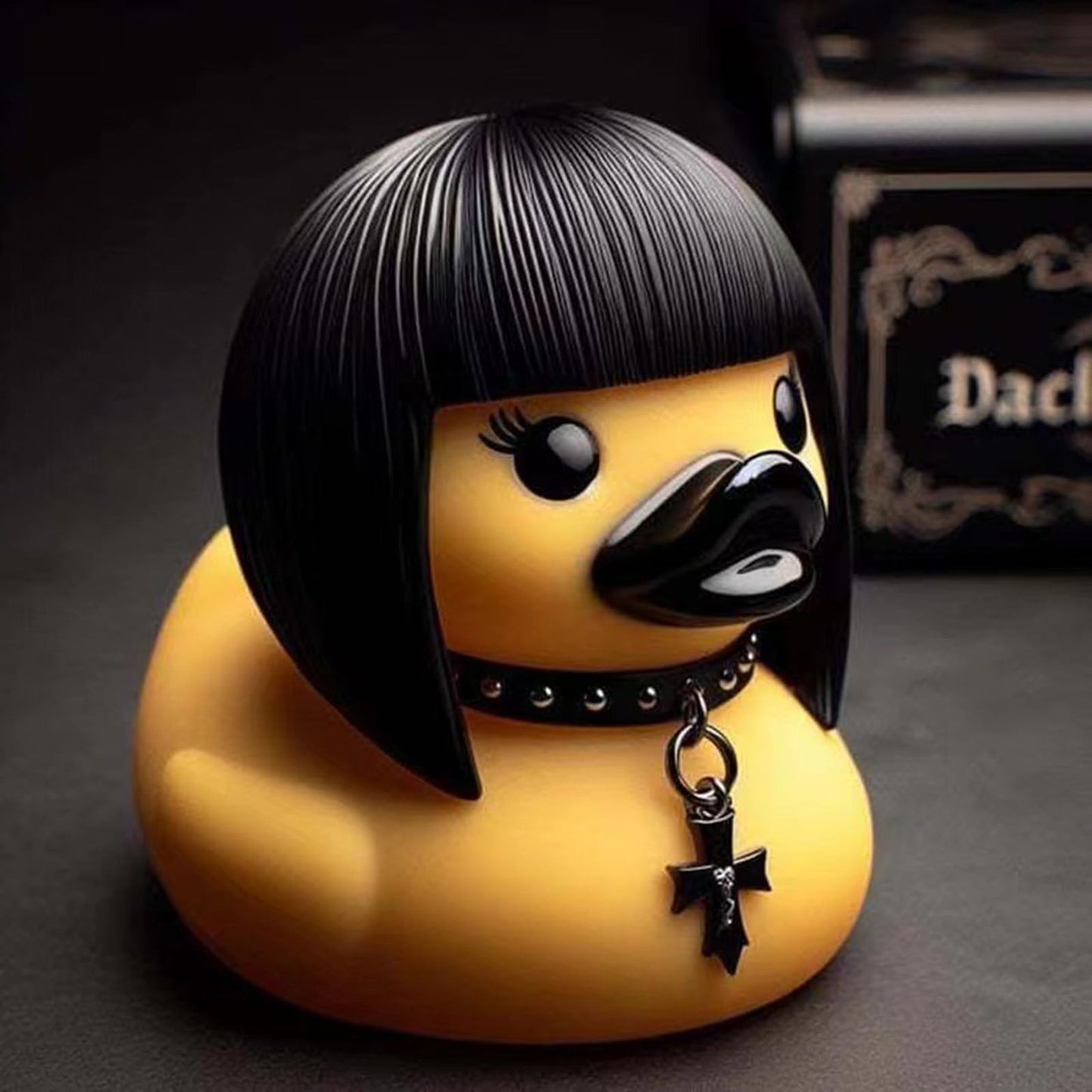 YOKUSHI Whimsy Goth Duck Decor, Gothic Style Little Resin Figurine Halloween Statue Office Desk Car Decorations for Tabletop Ornaments Gifts (Girl Duck)