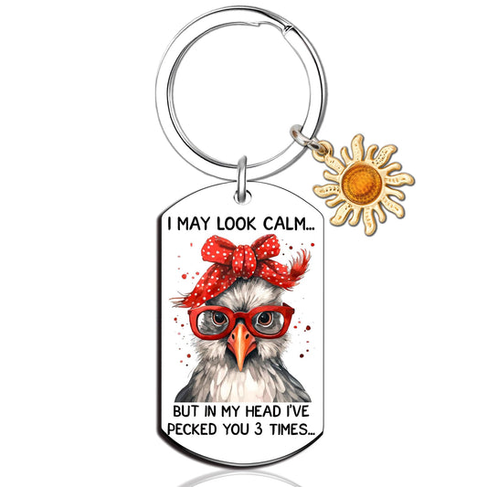Klpoyu Funny Chicken Keychain Gifts for Women Men Funny White Elephant Gifts for Adults Funny Gag Gifts for Women Coworker Chicken Gifts for Chickens Lovers Christmas Chickens Themed Gifts1