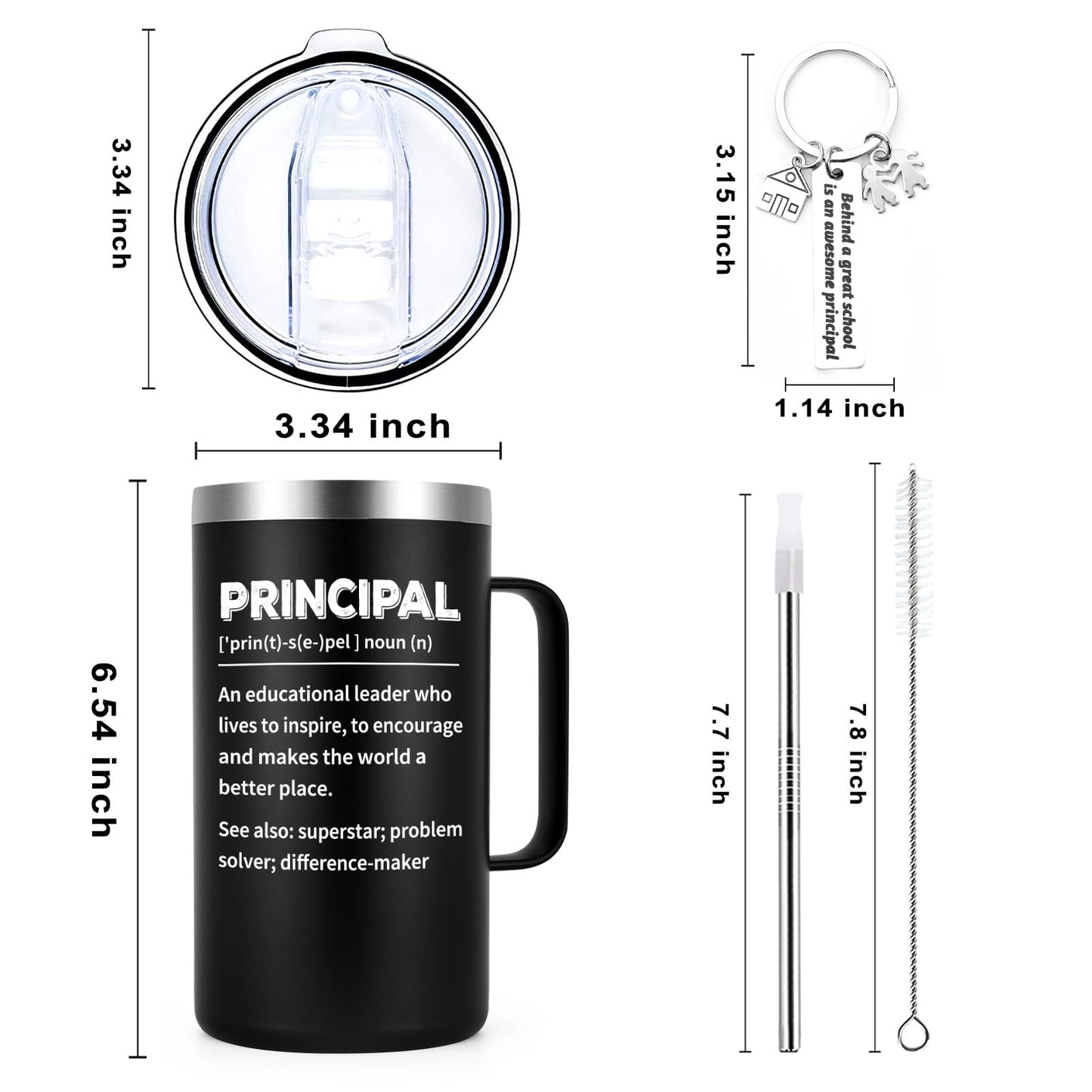 Qtencas Principal Appreciation Gifts for Men, Best Gifts for Principal Day, Principal Nutritional Facts Stainless Steel Coffee Mug, Teacher Appreciation Day(20oz, Black)
