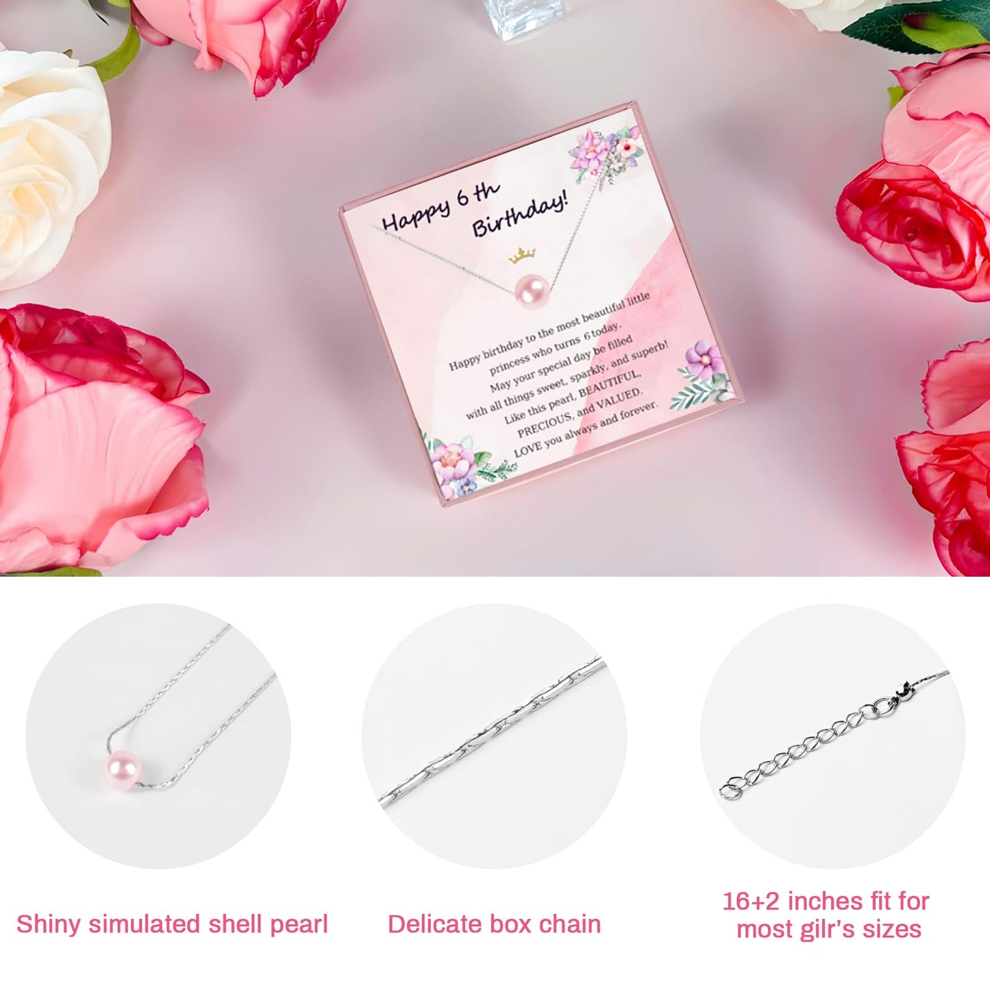 Awfrky 6 Year Old Girl Birthday Gift, Gifts for 6 Year Old Girl Beautiful Teen Girls, Best 6th Girls Gift Ideas for Daughter, Sister, Niece, Granddaughter, 6th Birthday Decorations for Teen Set of 6