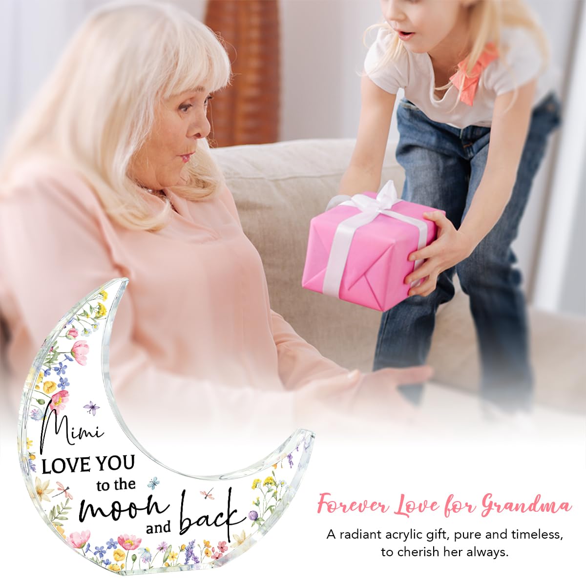 Gifts for Mimi Delicate Mimi Christmas Gifts from Grandkids Acrylic 5.0 x 5.0 Inches Christmas Thanksgiving Birthday Valentine's Day Gifts for Mimi, Gifts Ideas for Mimi