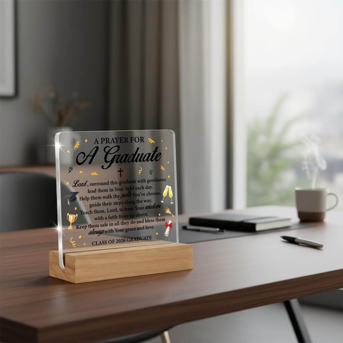 Christian Graduation Gifts, Grad Gifts 2026 for Him Her, Christian Religious Graduation Gift, a Prayer for a Graduate Clear Acrylic Sign Dorm Desk Decor