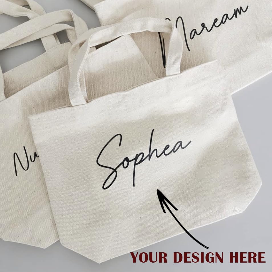 10×8×3 Inch - Small Canvas Tote Bags for Kids Mini Gift Bulk for Painting DIY Arts & Crafts Thick Fabric Bland Bags