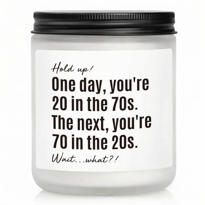 70th Birthday Gifts for Women, Men, 70th Birthday Gift, Gifts for 70 Year Old Woman, Happy 70 Year Old Bday Candle 7oz Soy Wax Lavender & Woods Scented