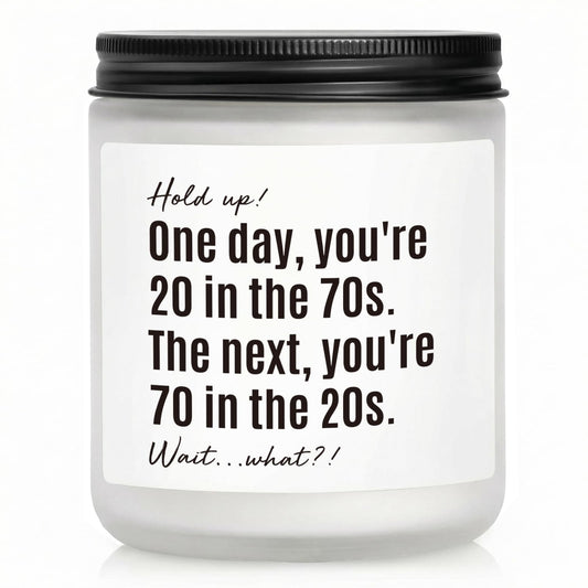 70th Birthday Gifts for Women, Men, 70th Birthday Gift, Gifts for 70 Year Old Woman, Happy 70 Year Old Bday Candle 7oz Soy Wax Lavender & Woods Scented