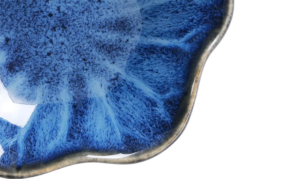 Lotus Leaf Shape Decorative Ring Tray, Small Key Bowl, Ceramic Trinket Tray Jewelry Dish Organizing Necklace Earrings, Home Decoration for Mom Best Friend Sister, Blue.