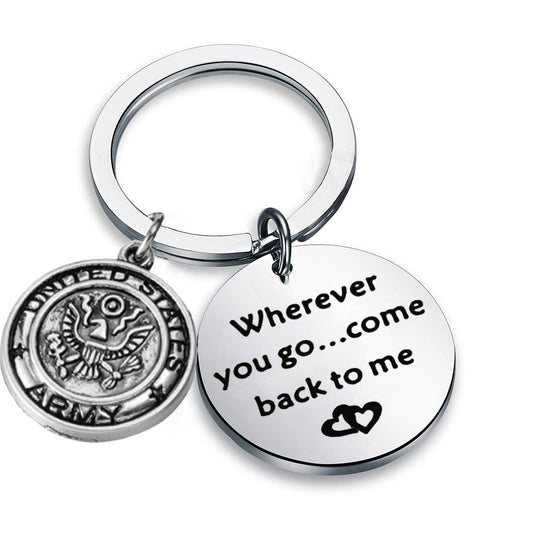 AKTAP Wherever You Go Come Back to Me Graduation Gift Dad Husband Gift Key Ring Deploying Partner Boyfriend Girlfriend