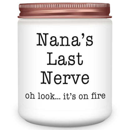 Homsolver Nana Gifts from Grandkids, Birthday Christmas Valentines Mothers Day Gifts for Nana,Nana's Last Nerve Scented Candle