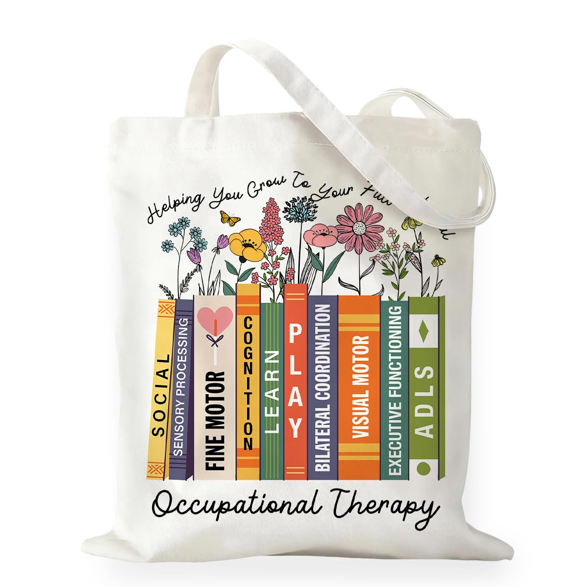 Mental Health Tote Bag for Women, Psychology Gifts for Counselor Therapist Canvas Tote Bag Double-Sided Print