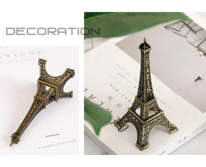 Chinshwehaw Eiffel Tower Statue Decor 8.5 Inch Alloy Metal Collectible Figurine Replica Souvenir Room French Eiffel Tower Party Decoration Table Stand Holder Gift for Cake Topper