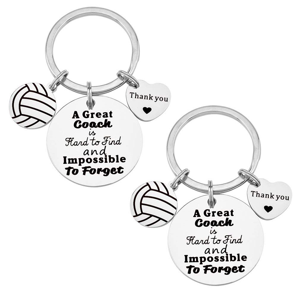 YF 2 Pcs Volleyball Coach Keychain Appreciation Gift for Volleyball Coach Thank you Keychain Gift for Volleyball Team