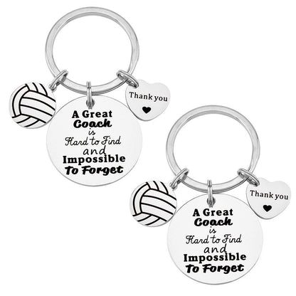YF 2 Pcs Volleyball Coach Keychain Appreciation Gift for Volleyball Coach Thank you Keychain Gift for Volleyball Team