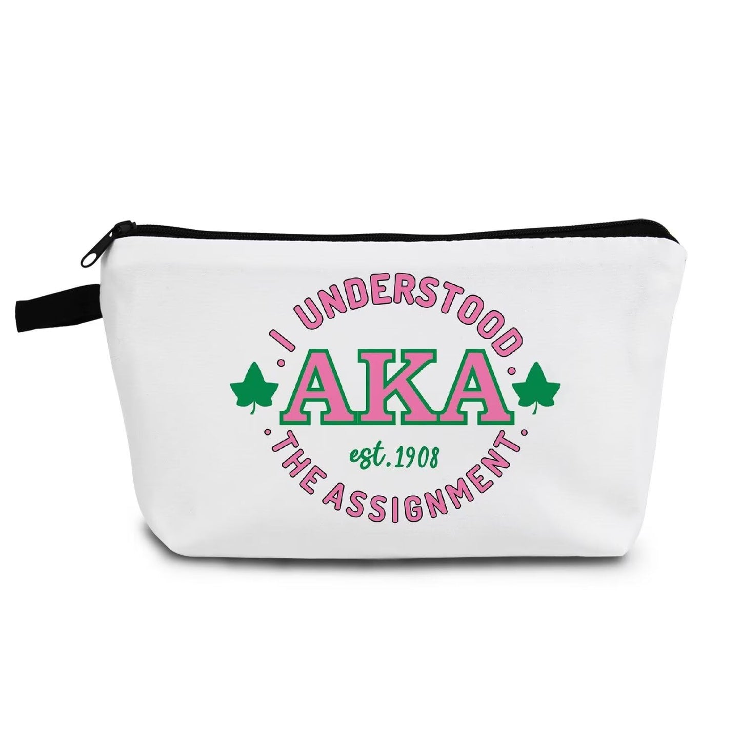 AKA Sorority Gifts Pink Green Sorority Makeup Bag Greek Sorority Cosmetic Bag Toiletry Zipper Pouch Gift for Sisters Women