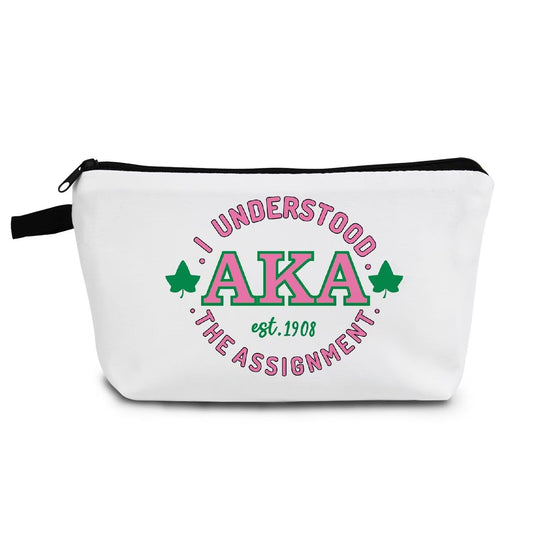 AKA Sorority Gifts Pink Green Sorority Makeup Bag Greek Sorority Cosmetic Bag Toiletry Zipper Pouch Gift for Sisters Women