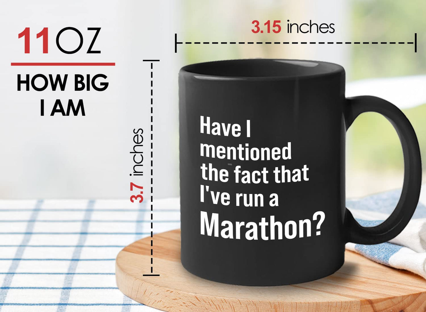 Runner Coffee Mug 11oz Black - I've Run a Marathon - Running Marathon Lover Buddy Trail Fact Hobby Long Run Finisher for Men Women