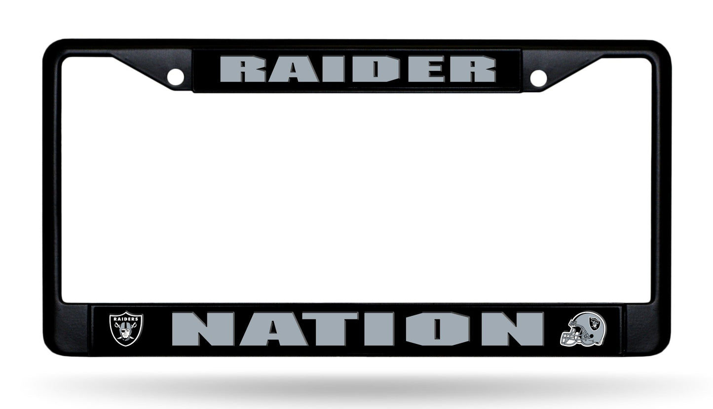 Rico Industries NFL Football Primary Black Chrome Frame with Plastic Inserts 12" x 6" Car/Truck Auto Accessory