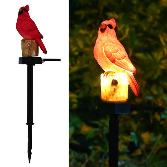 Cardinal Garden Decor Red Bird Figurine Memorial Solar Light Outdoor Stake Patio Yard Art Lawn Ornament Porch Christmas Decorations Outside Statue Gift for Mom Grandma Women Mother
