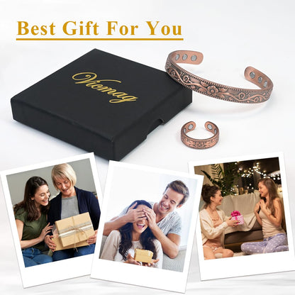 Vicmag Copper Magnetic Bracelet for Women Ultra Strength Magnetic Bracelets 99.9% Pure Copper Strong Magnets Gift Adjustable