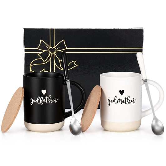 YHRJWN Godparents Proposal Gift, Godparents Gifts from Godchild, Godmother Godfather Mugs, Will You Be My Godparents, Godmother Godfather Gifts, Christmas Birthday Gifts for Godparents, 16 Oz