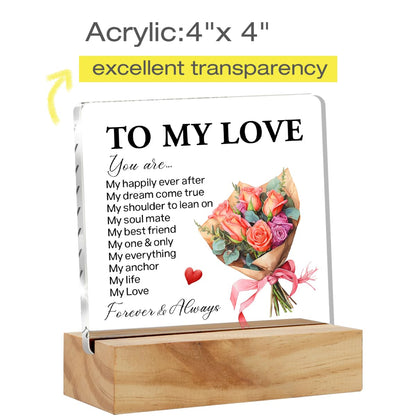 Romantic Gifts for Her Him - Anniversary Birthday Gifts for Girlfriend Boyfriend Husband Wife - You Are My Love Acrylic Plaque Desk Decor Sign 4x4 Inches