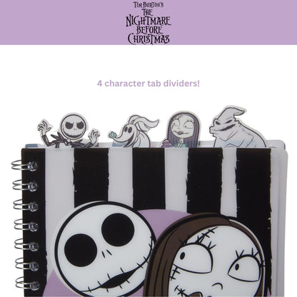 Nightmare Before Christmas Tab Journal Notebook, Spiral Bound, 96 Lined Pages, 8 x 7 inches, Black/White