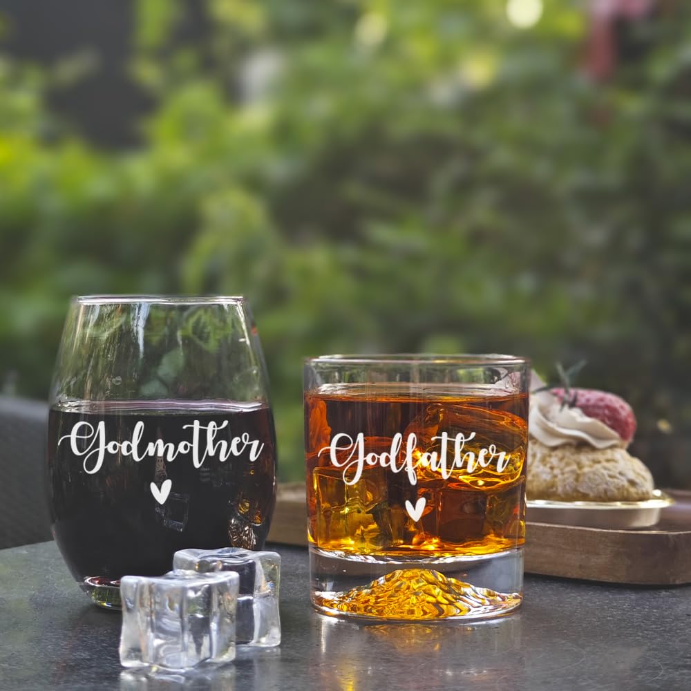 Godparents Proposal Gift - Will You Be My Godparents Wine Glass - Godparent Gifts for Baptism, Catholic Godmother Godfather Mothers Day Fathers Day Christmas Birthday Present from Godchild