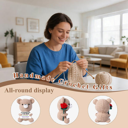 Emotional Support Crochet Bear Handmade Crochet Bears Get A Hug Bear Gifts for Women Friends Coworker