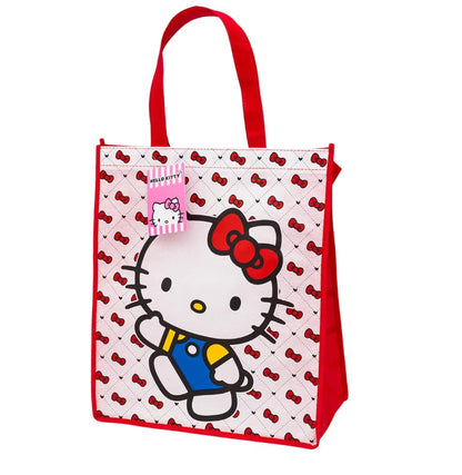 Fast Forward Hello Kitty Reusable Shopping Tote Bags, Kuromi and My Melody Characters, 16 Inch, Pink Black White, 3 Pack