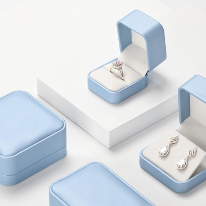 Oirlv Luxury Leather Jewelry Set Box Big Necklace Storage Case Jewelry Gift Box for Bracelet Necklace Earring Ring(Sky Blue)