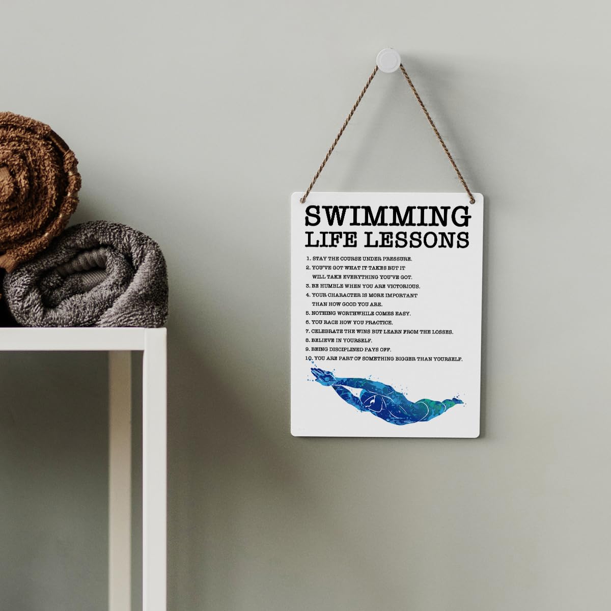 Inspirational Quotes Swimmer Gifts Rustic Wall Decorations Motivational Farmhouse Wall Hanging Decor Encouragement Best Team Gifts Decorative Wood Plaque for Home Office Bedroom Bathroom Living Room