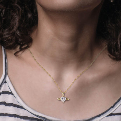 MIXJOY Baby Angel Wings Heart Necklace for Mom, Mommy of an Angel Remembrance Gift