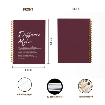 OXW Burgundy Notebooks for Work, Difference Maker Gift Meeting Notebook Journal for Writing, Employee Appreciation Gifts, Thank You Gifts for Women Men Leader Mentor Boss Manager, 5.5"x8.3"