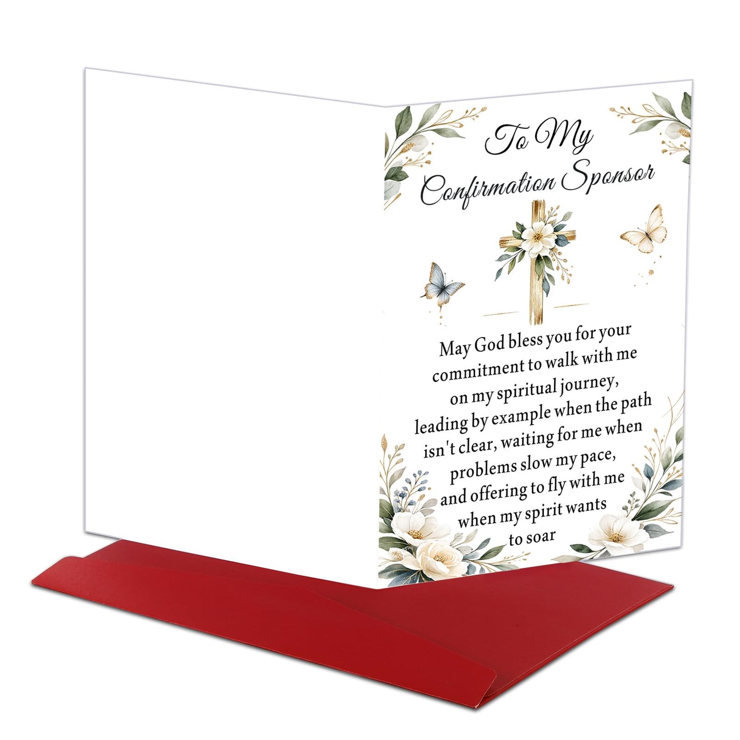 Confirmation Sponsor Cards for Women Men - Confirm Sponsor Gift, Appreciation Thank You Card for Sponsors Godfather Godmother, Catholic Christian Cards for Sponsors from Teens Girls Boys Religious