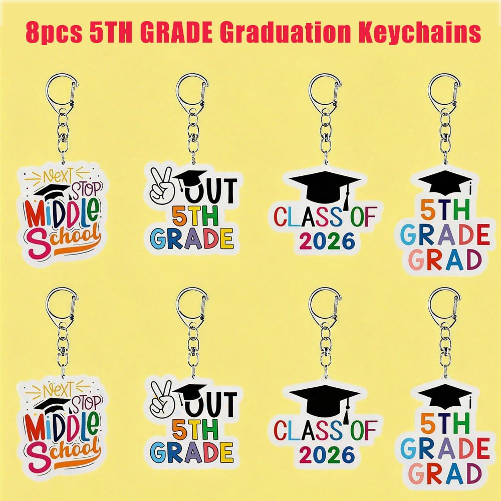 Aisosiks 5TH Grade Graduation Keychains Grad Gift for 5TH Grade Graduation Decorations 2026, Elementary School Graduation Gifts for Boys Girls Kids Fifth Grade Graduation Supplies