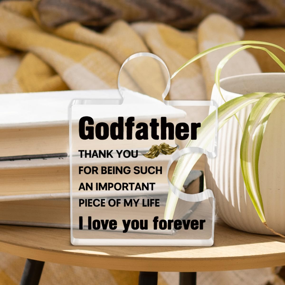 Godfather Gift, Godfather Father's Day Gifts from Goddaughter Godson Godchild, Gifts for God Father Birthday Christmas Fathers Day Acrylic Puzzle Piece Plaque Desk Decorations for Home Decor