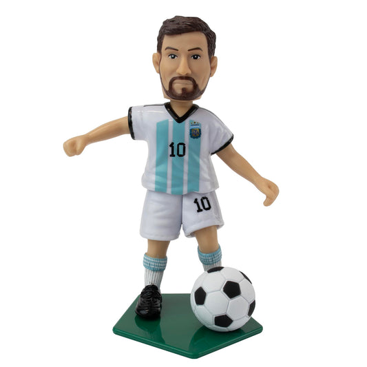 Maccabi Art Official Lionel Messi Argentina Soccer Action Figure, 4.5" Collectible with Movable Arms & Head, Display Stand