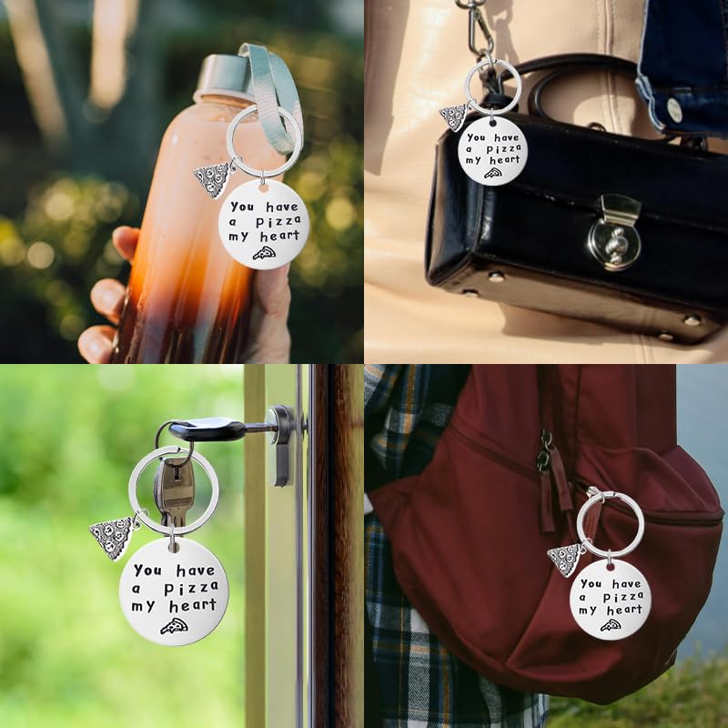 Pizza Keychain Gifts for Husband Wife Valentines Day Gifts for Couple Gifts for Boyfriend Girlfriend Pizza Lover Gifts for Women Men Pizza Gifts for Couples Funny Anniversary Present for Him Her